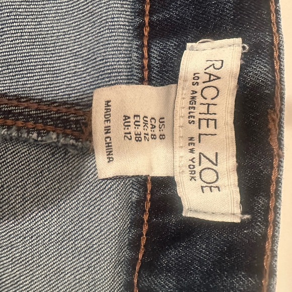 Rachel Zoe Dark Blue Denim Skirt With Front Split and Raw Hem Casual Boho Sz 8 - Picture 3 of 6